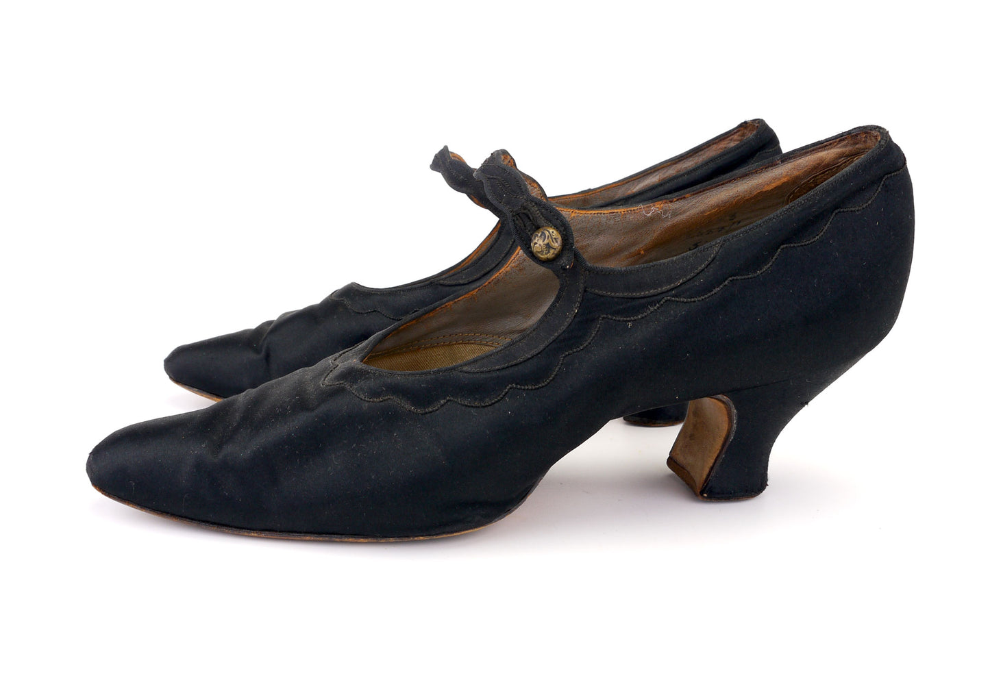 1920s Black Silk Bar Shoes Mary Janes UK 4