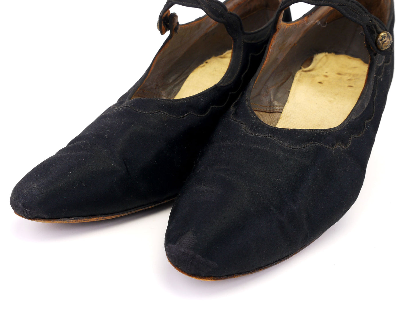 1920s Black Silk Bar Shoes Mary Janes UK 4
