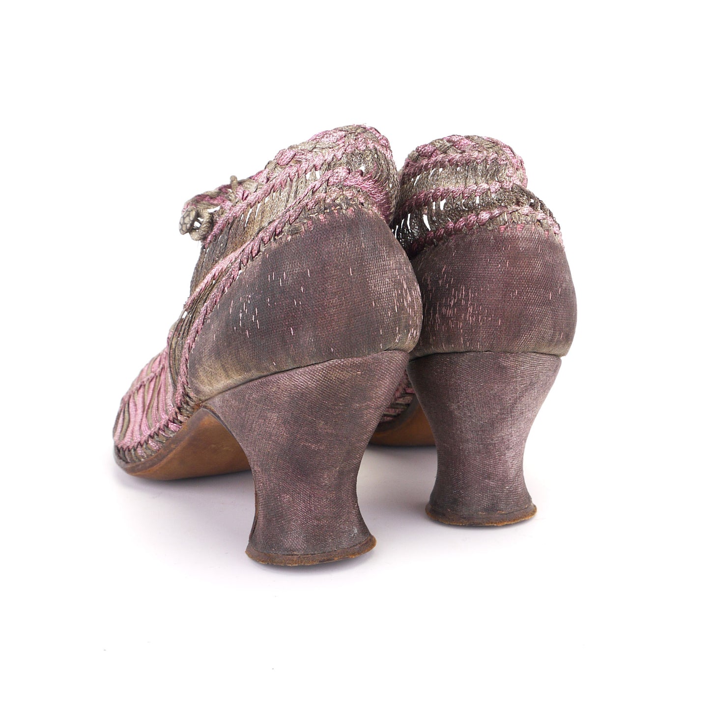 1920s Pink & Silver Metal Thread Woven Sandals UK 4.5