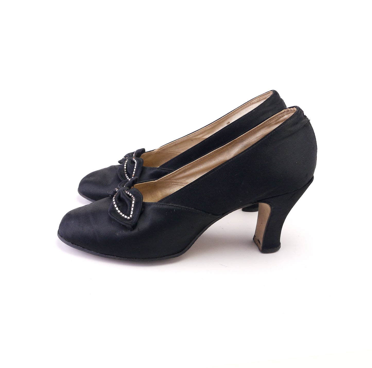 1930s Black Silk Evening Pumps UK 5