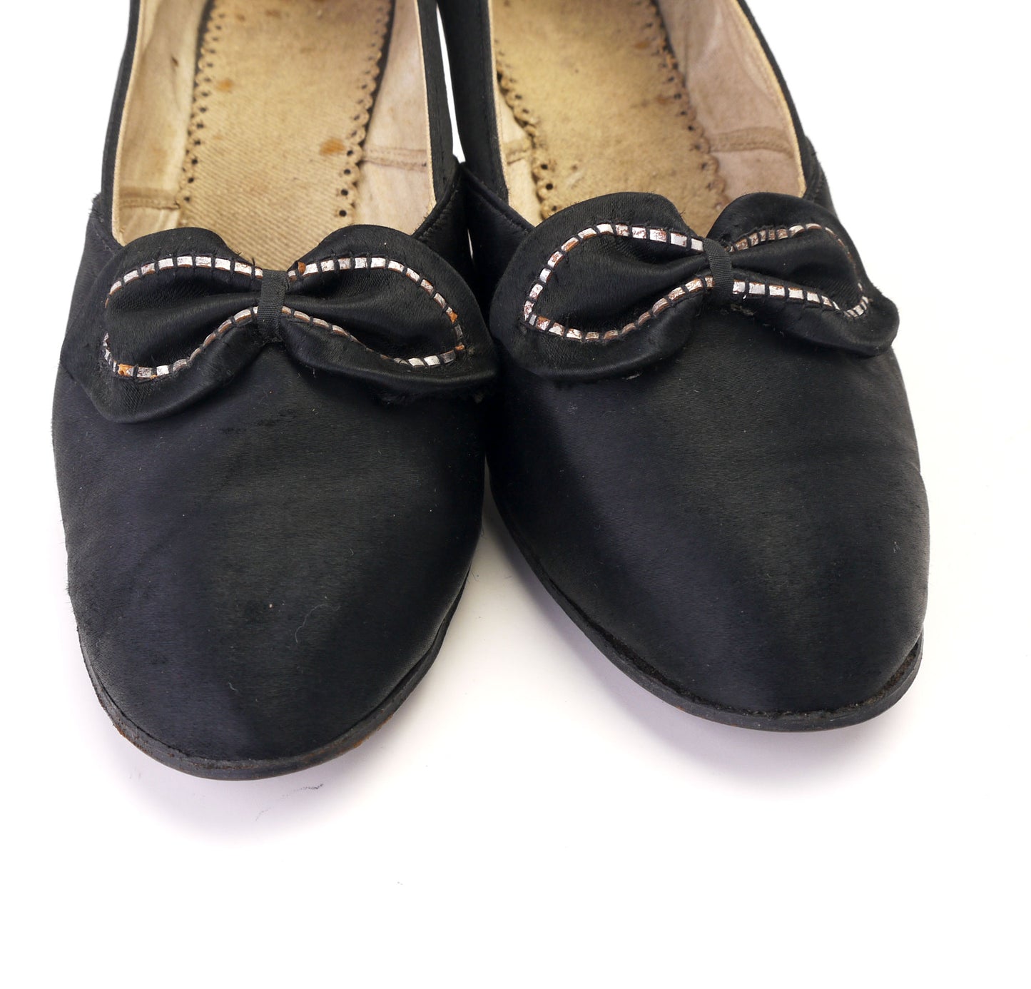 1930s Black Silk Evening Pumps UK 5