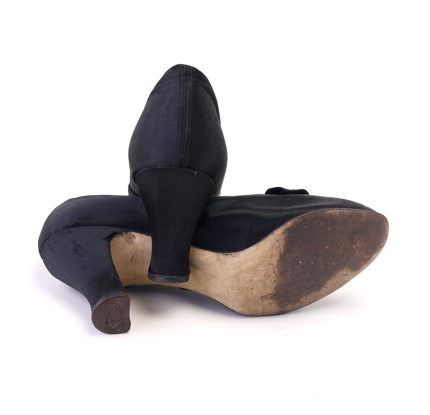 1930s Black Silk Evening Pumps UK 5