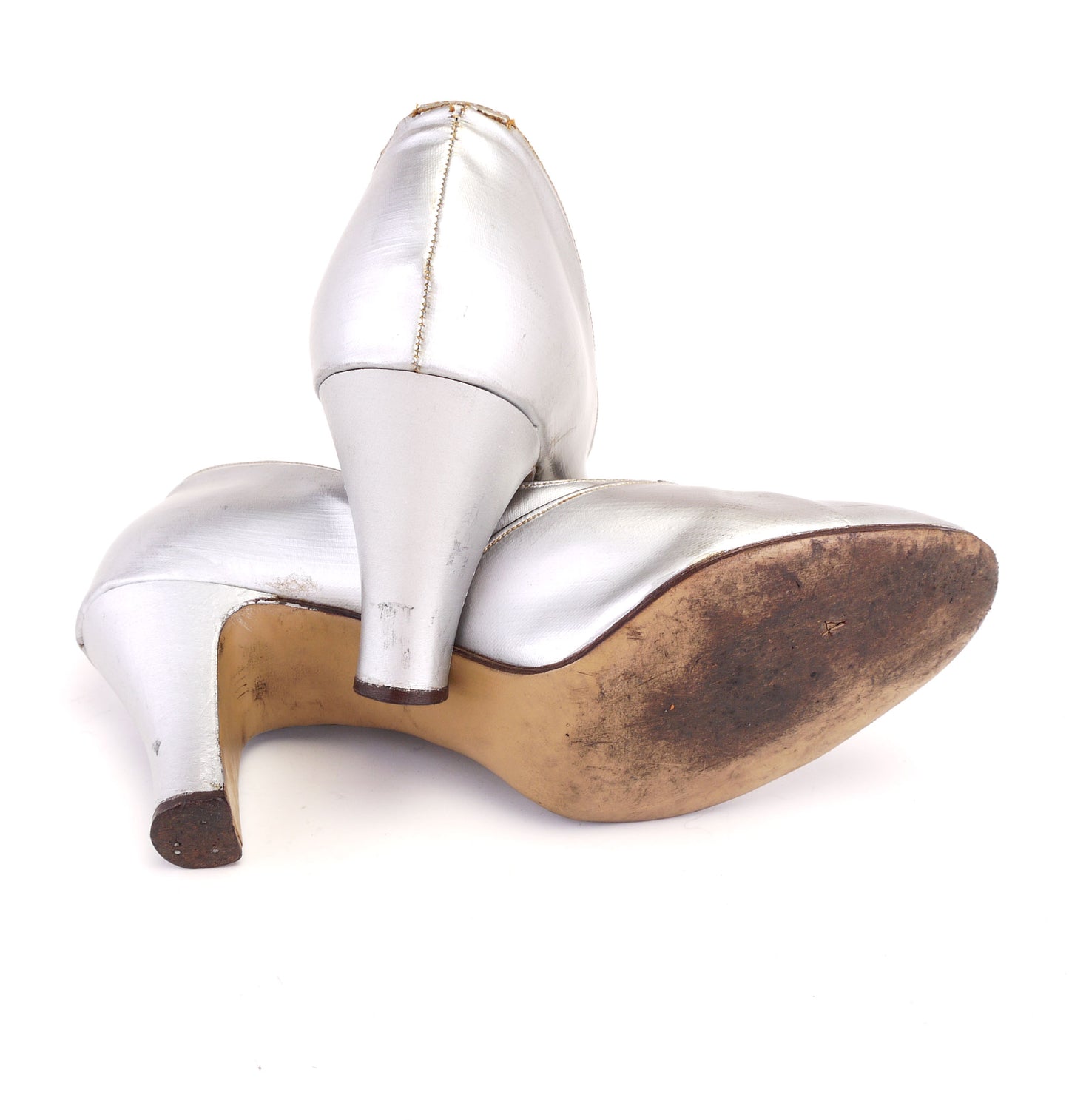 1930s Silver Pumps with Chrome Buckle UK 3.5