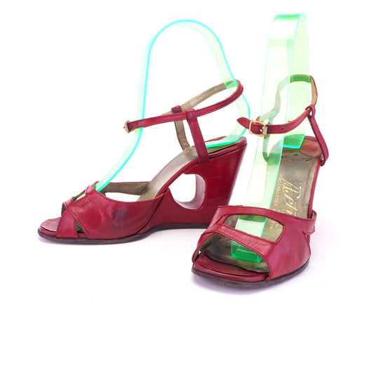 Rare 1940s Open Wedge Sandals by Astre UK 2