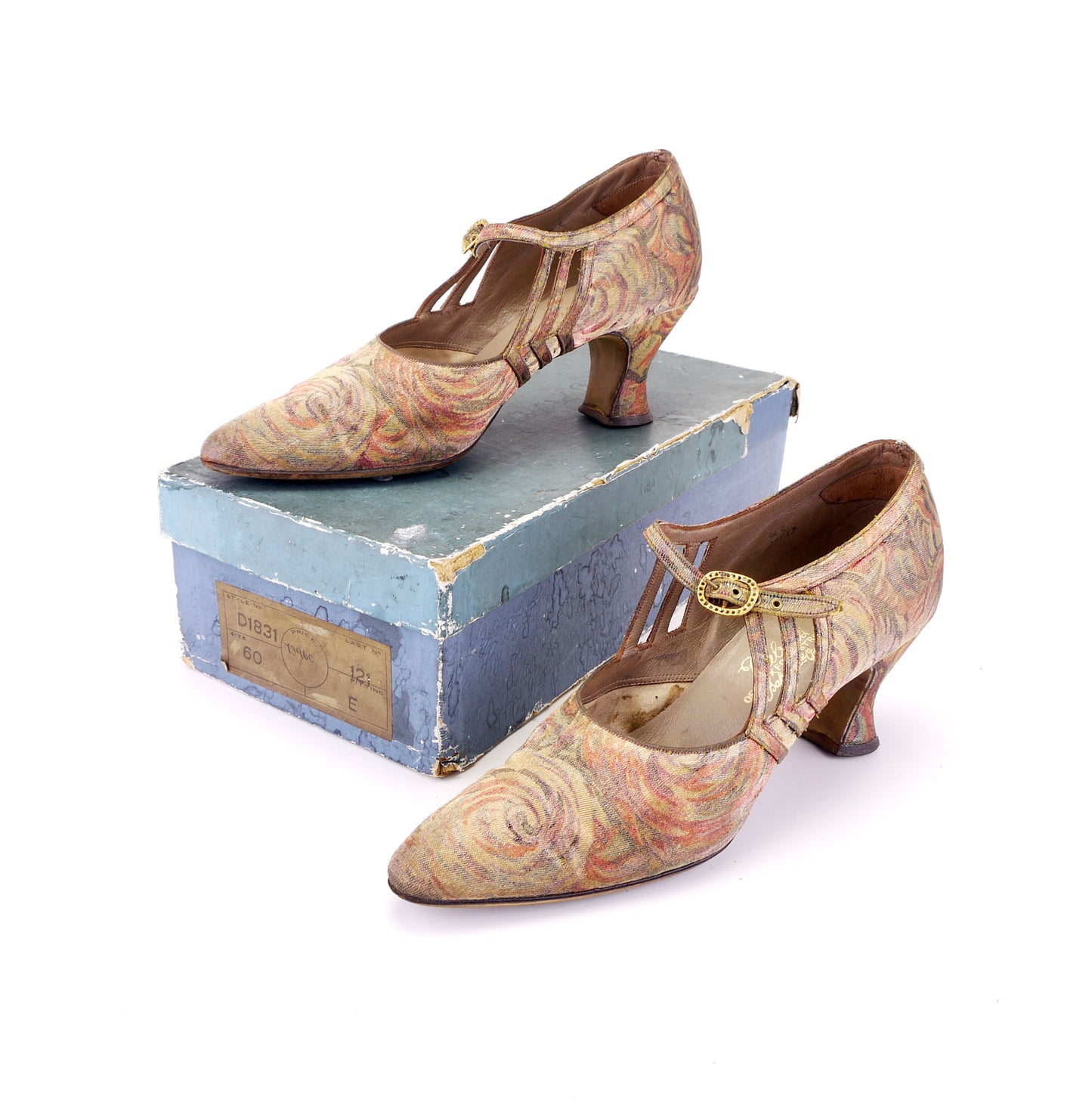 1920s Floral & Golden Bar Shoes by Babers UK 3.5