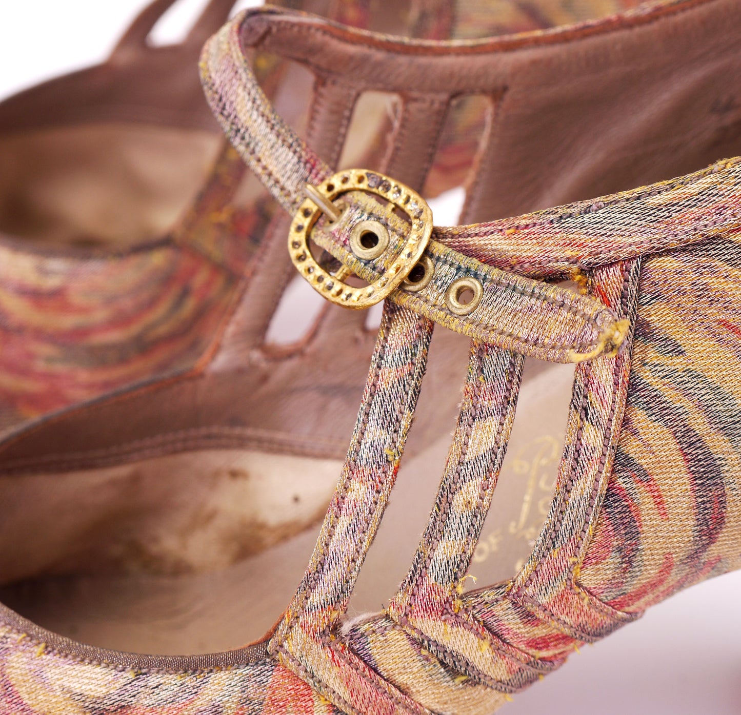 1920s Floral & Golden Bar Shoes by Babers UK 3.5