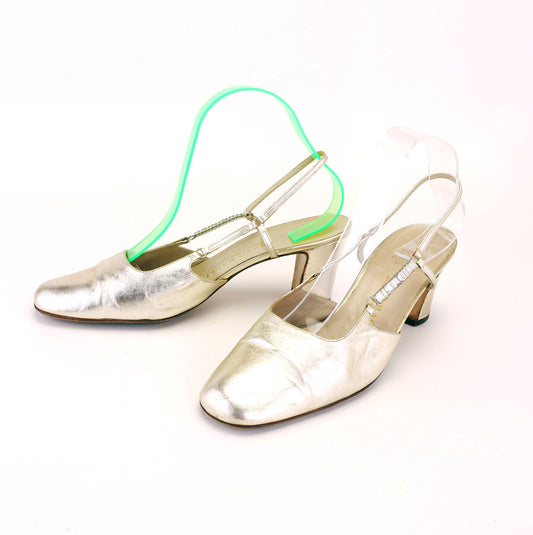 1960s Pale Gold Slingbacks for Bruno Magli UK 6