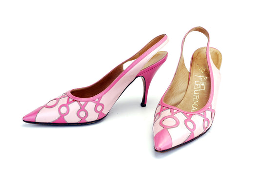 1960s Pink On Pink Slingback Stiletos by Bollati UK 3
