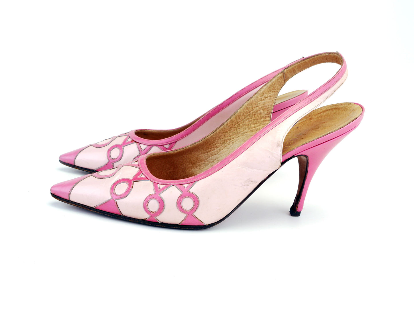 1960s Pink On Pink Slingback Stiletos by Bollati UK 3