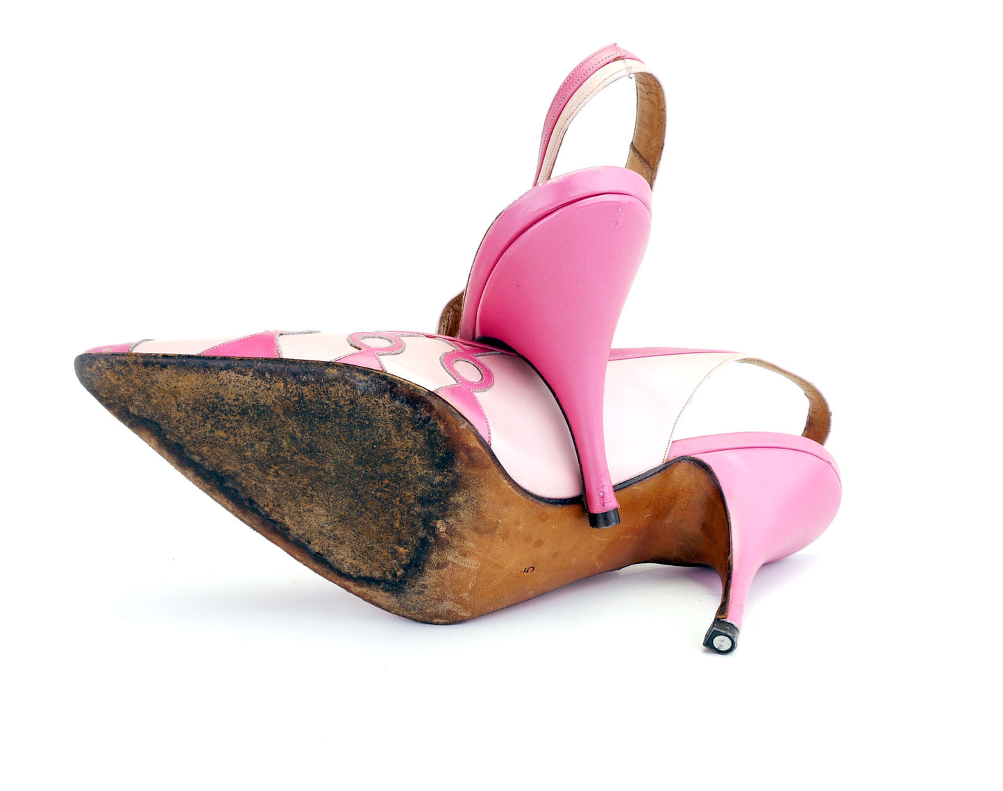 1960s Pink On Pink Slingback Stiletos by Bollati UK 3