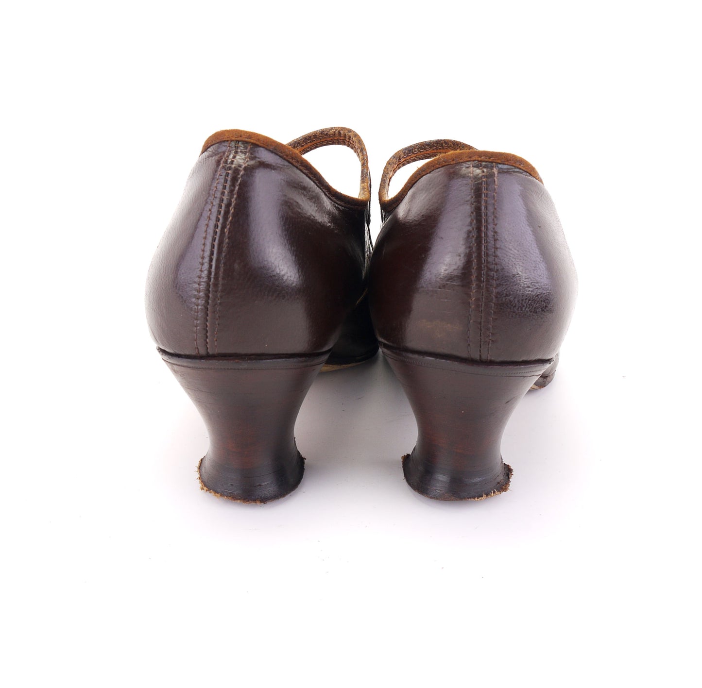 1920s Brown Bar Shoes with Slashed Trim UK 5