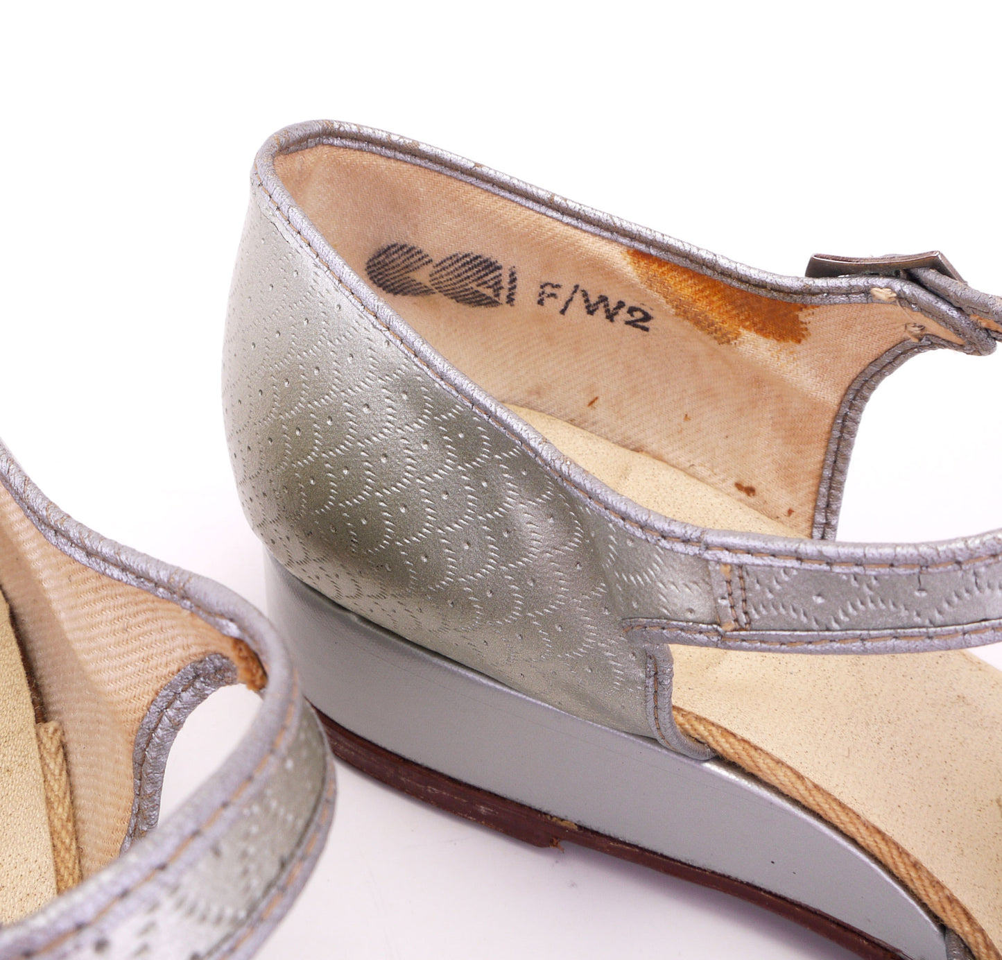Early 1940s Silver Wedge Sandals CC41 UK 6.5