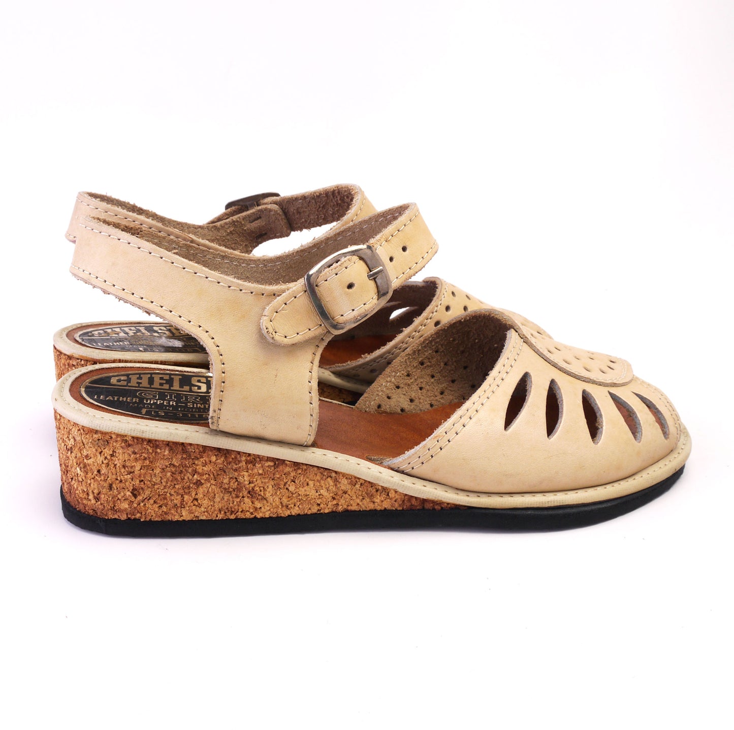 1970s Unworn Chelsea Girl Cork Wedge Sandals UK 3