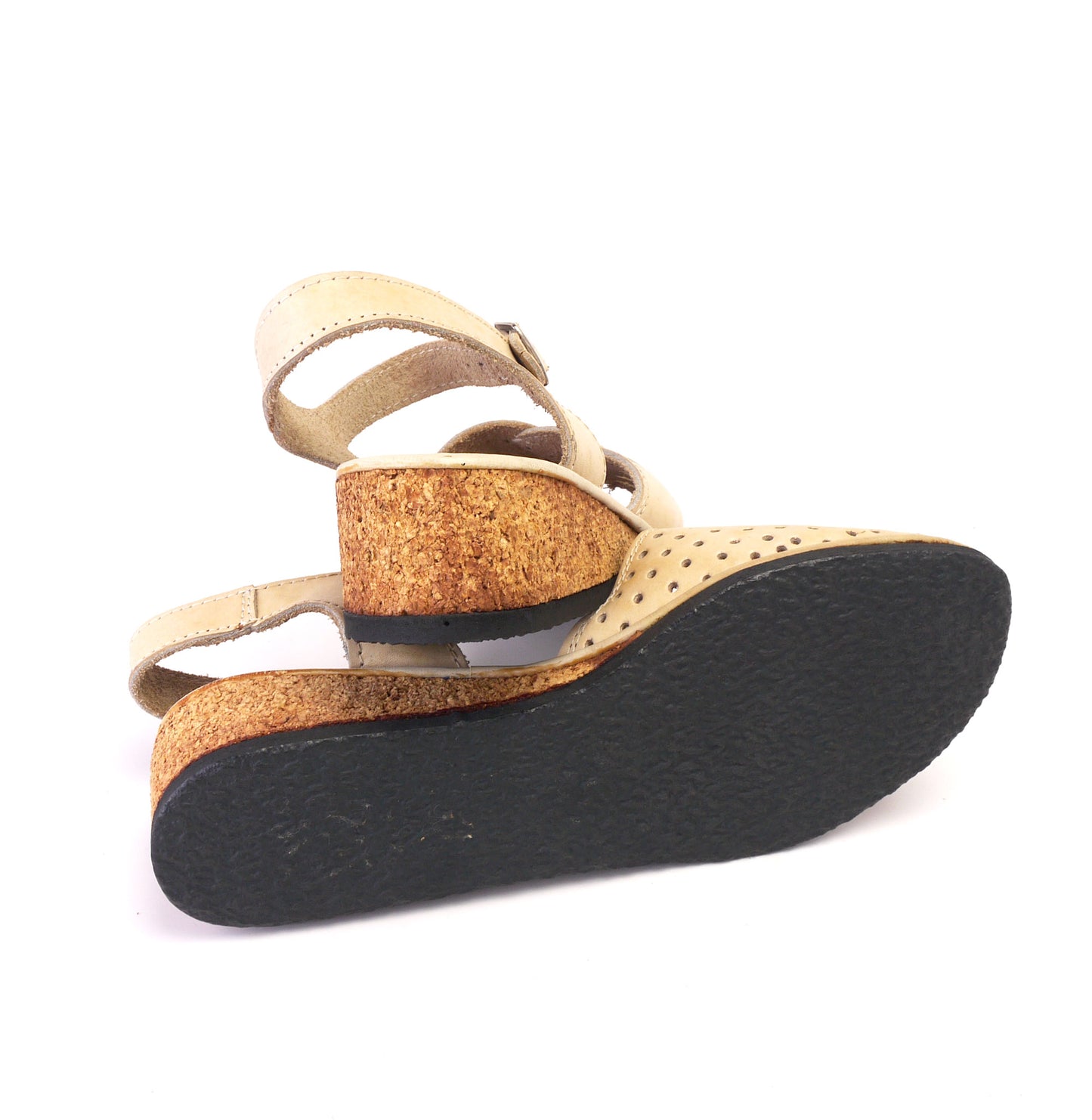 1970s Unworn Chelsea Girl Cork Wedge Sandals UK 3
