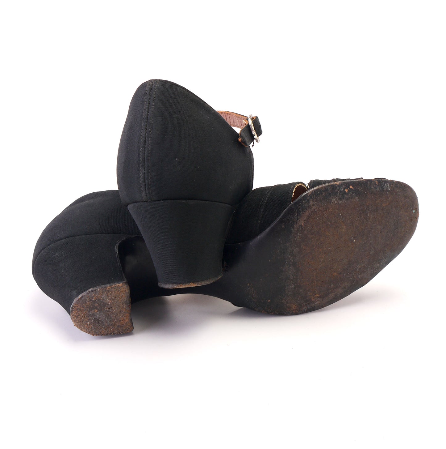 Black Grossgrain Dance Sandals by Charles 1930s UK 4