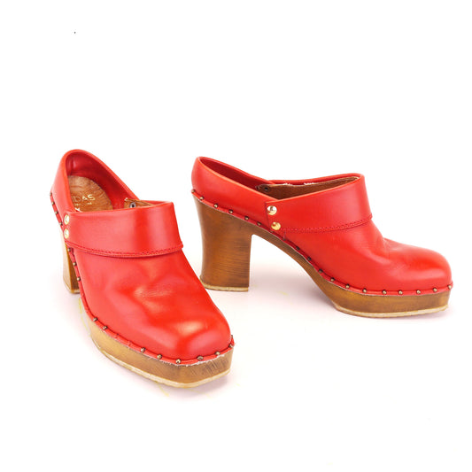 Charles Jourdan 1970s Red Clogs for Midas UK 5