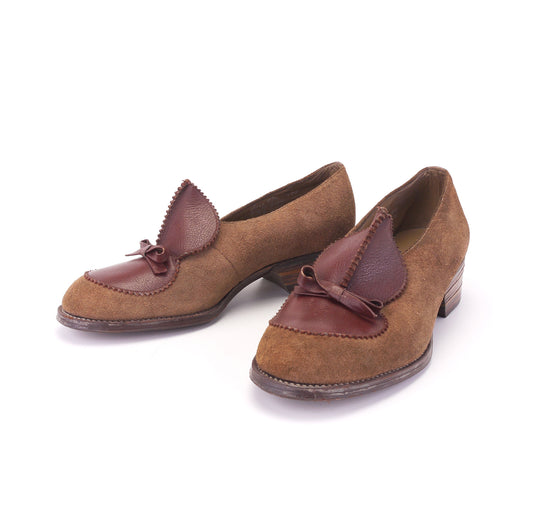 1940s Brown Suede & Leather Slip Ons by CK UK 3