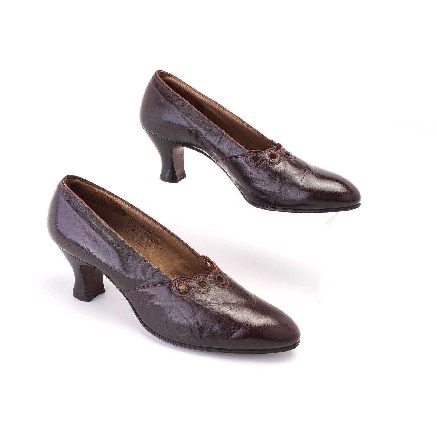 1930s Unworn Brown Pumps with Cutouts by Clarks UK 4