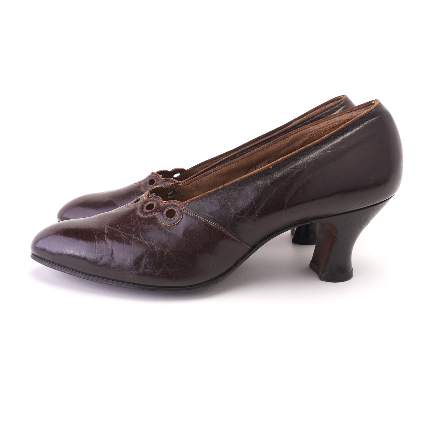 1930s Unworn Brown Pumps with Cutouts by Clarks UK 4