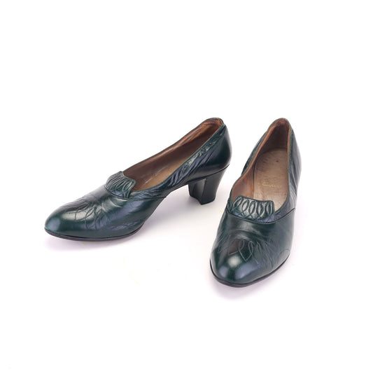 Clarks Bottle Green 1950s Pumps UK 8