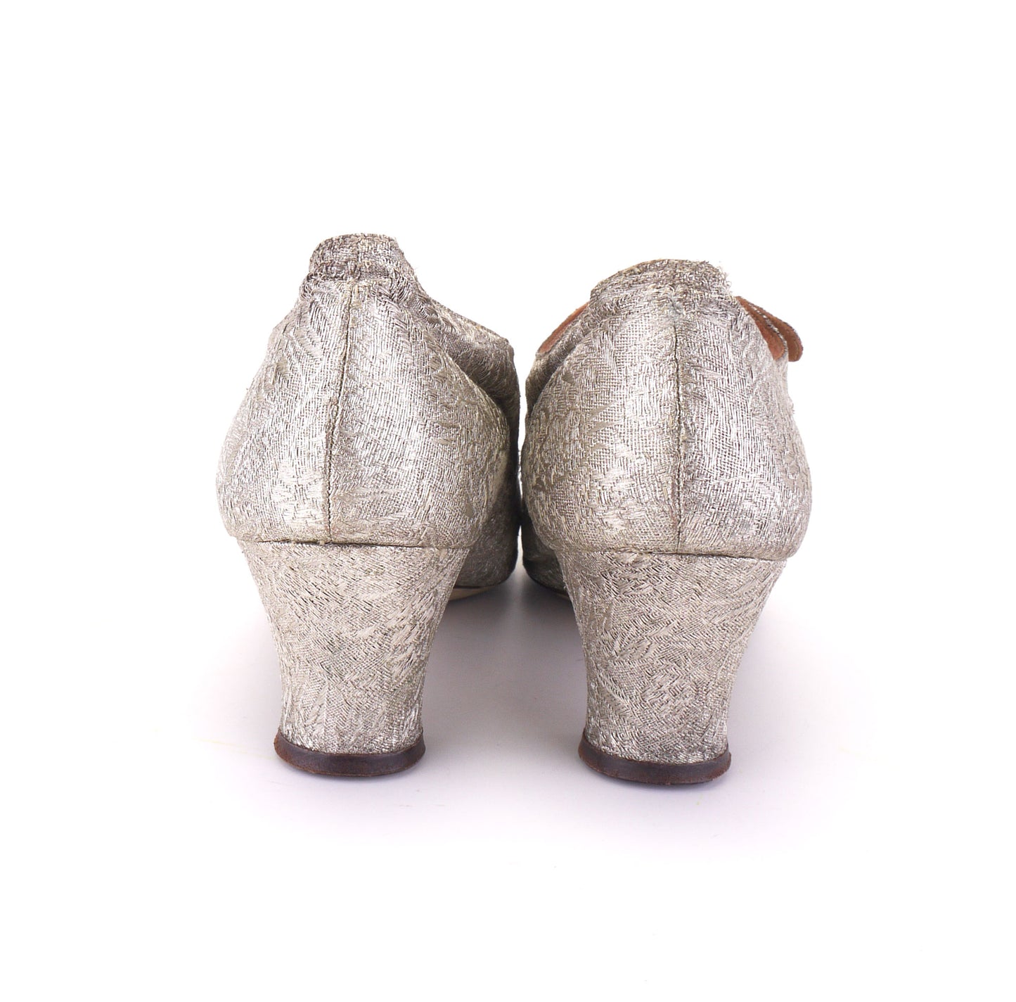 Superb 1920s Silver Brocade Bar Shoes by Clarks UK 6