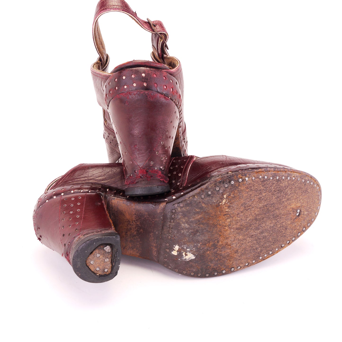 1940s French Oxblood Platform Sandals UK 4.5