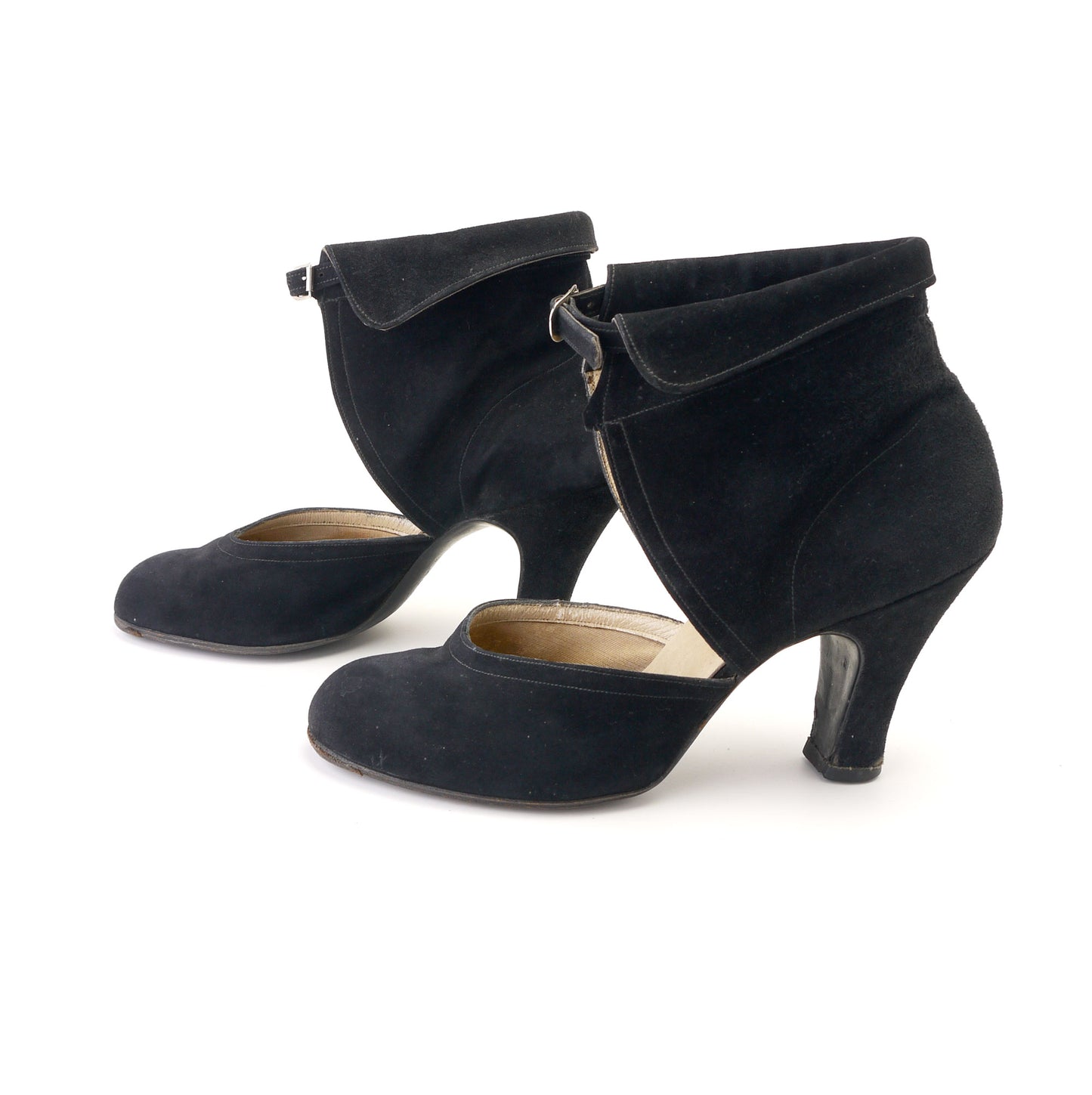 Unusual 1940s D'Orsay Pumps with Cuffed Ankle UK 4