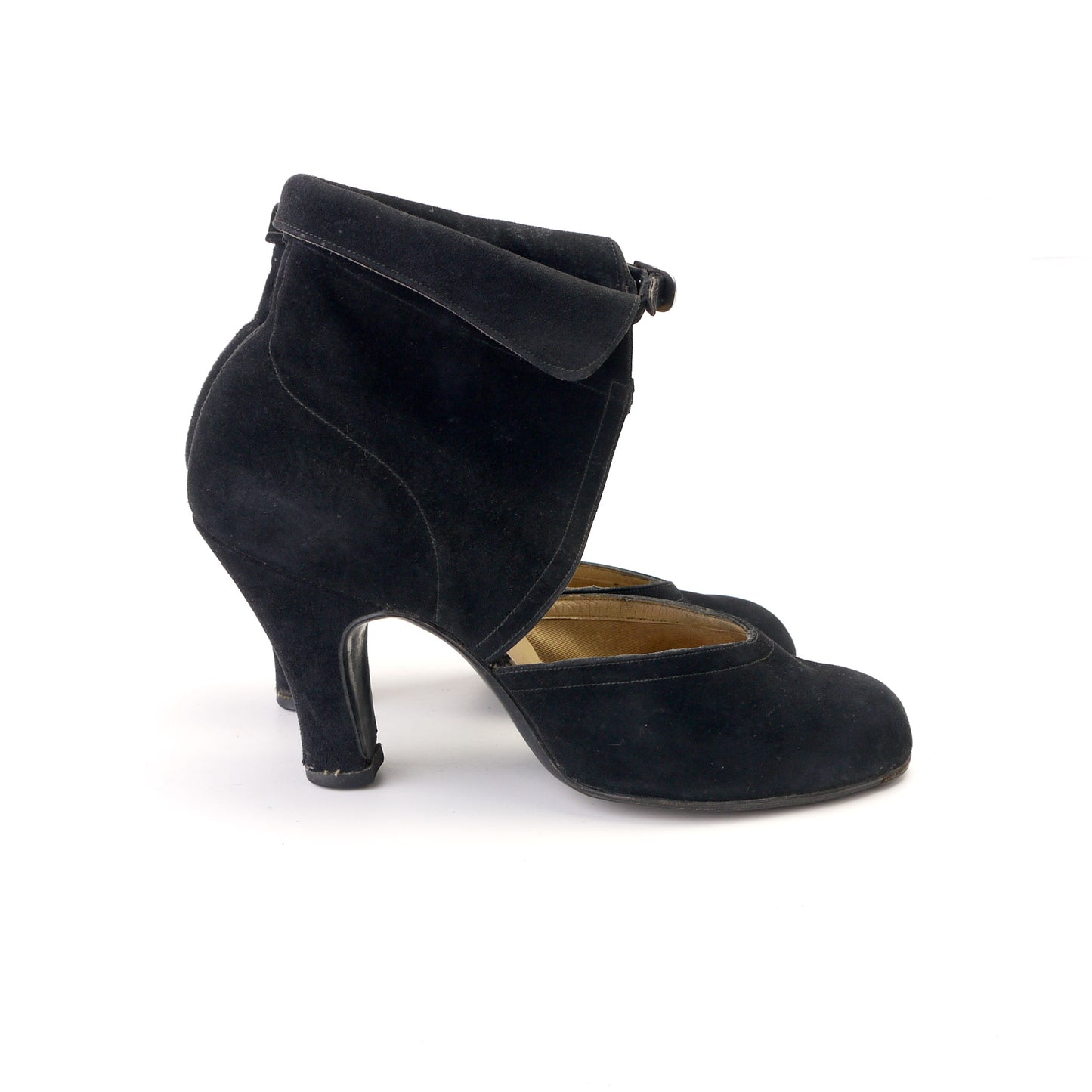 Unusual 1940s D'Orsay Pumps with Cuffed Ankle UK 4