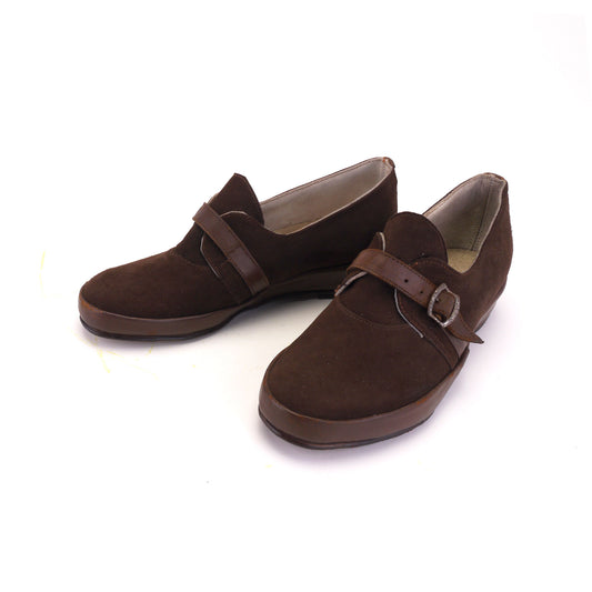 Deadstock 1940s CC41 Brown Suede Wedges UK 3