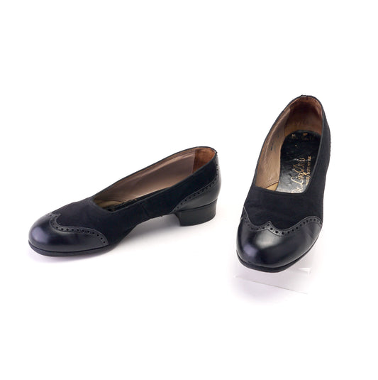 1940s CC41 Black Dolcis De Liso Flat Pumps UK 4.5