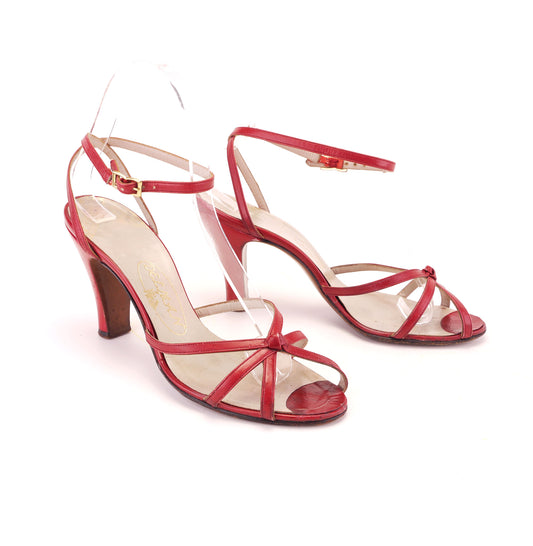 1950s Cherry Red Barefoot Sandals by Delman UK 3