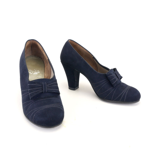 1940s Navy Suede Pumps by Delta UK 4