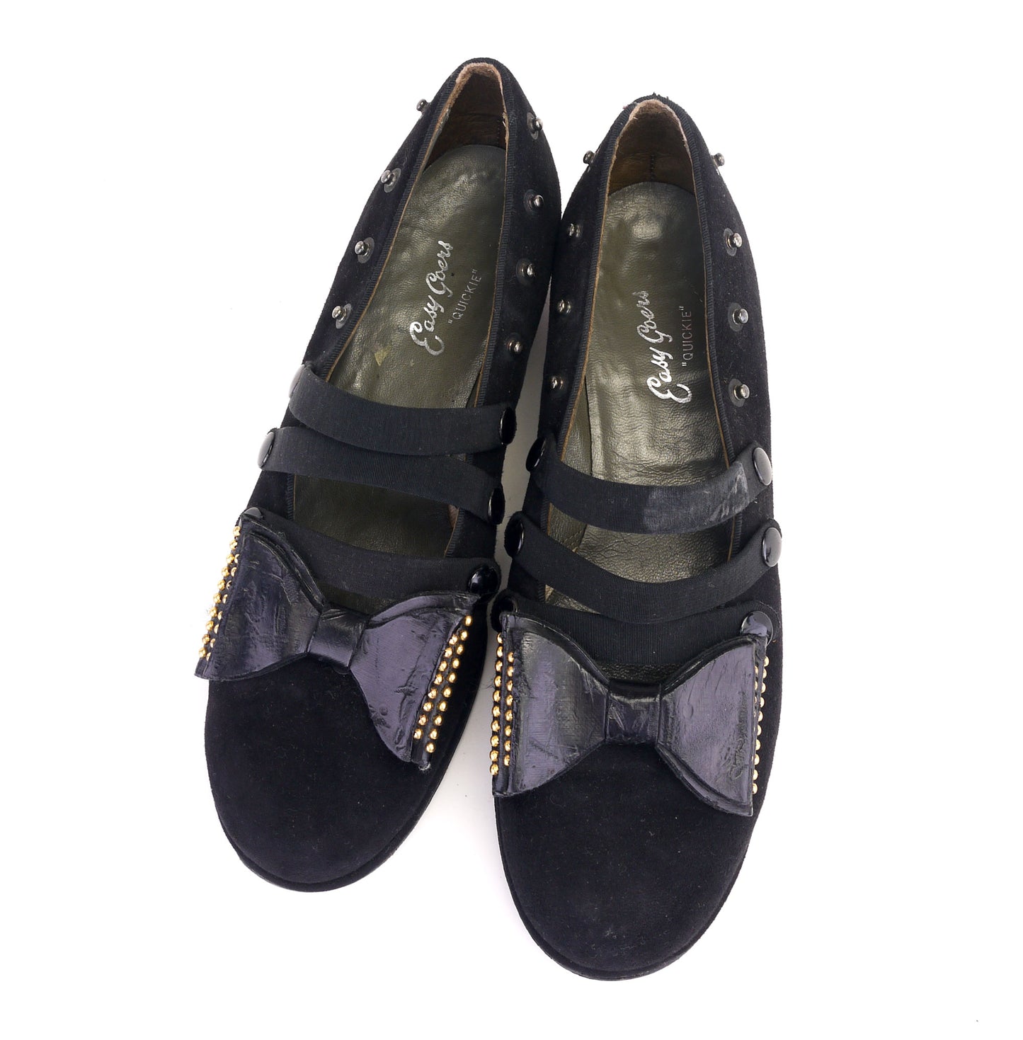 1940s Black Wedge Easy Goers with Multi Straps UK 4.5