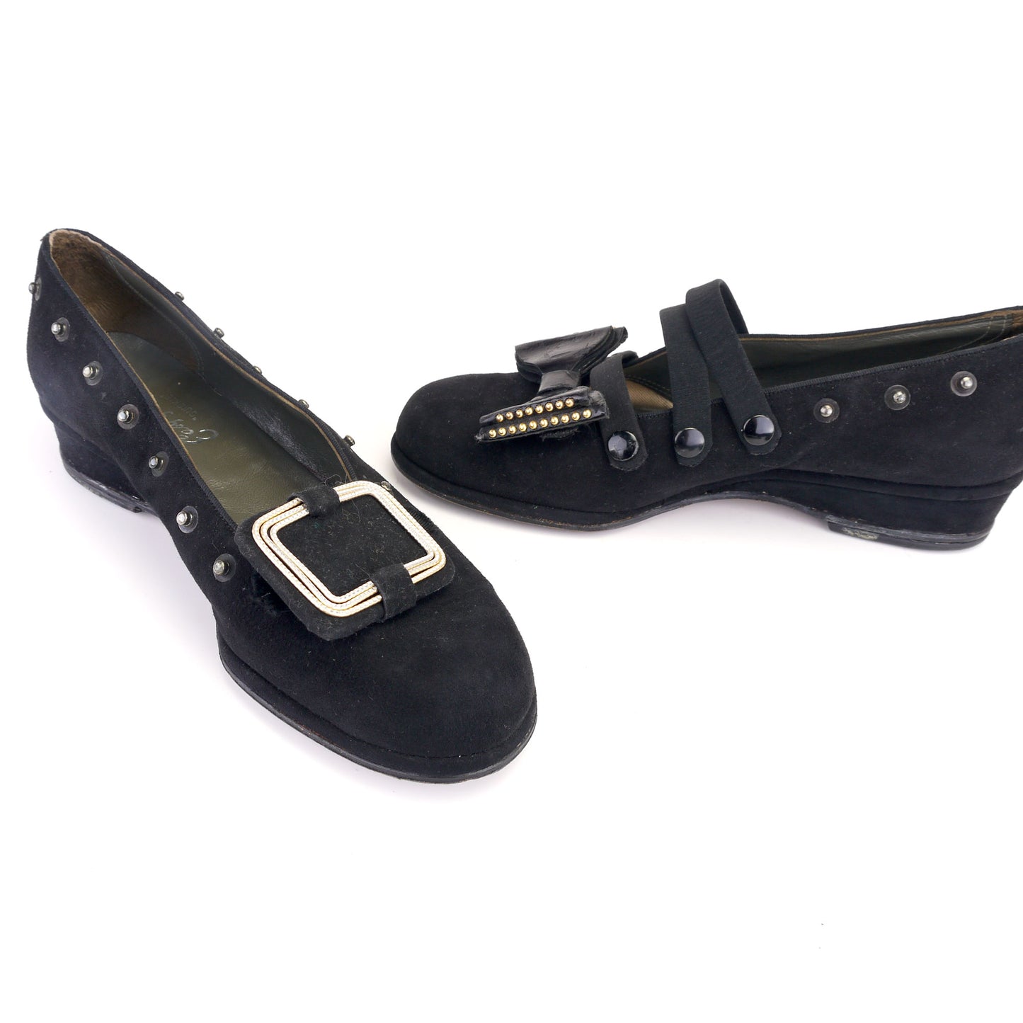 1940s Black Wedge Easy Goers with Multi Straps UK 4.5