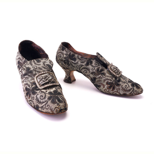 Edwardian Floral Brocade Silk Evening Shoes UK 5
