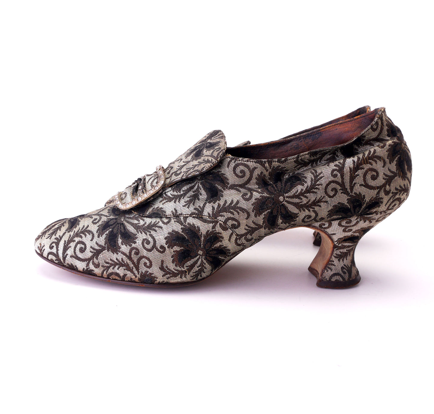 Edwardian Floral Brocade Silk Evening Shoes