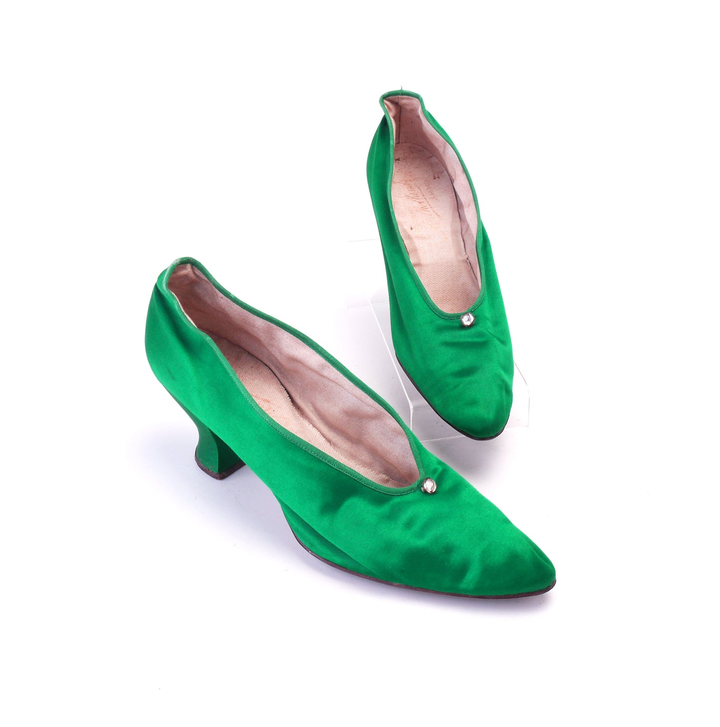 Edwardian Emerald Green Silk Evening Pumps