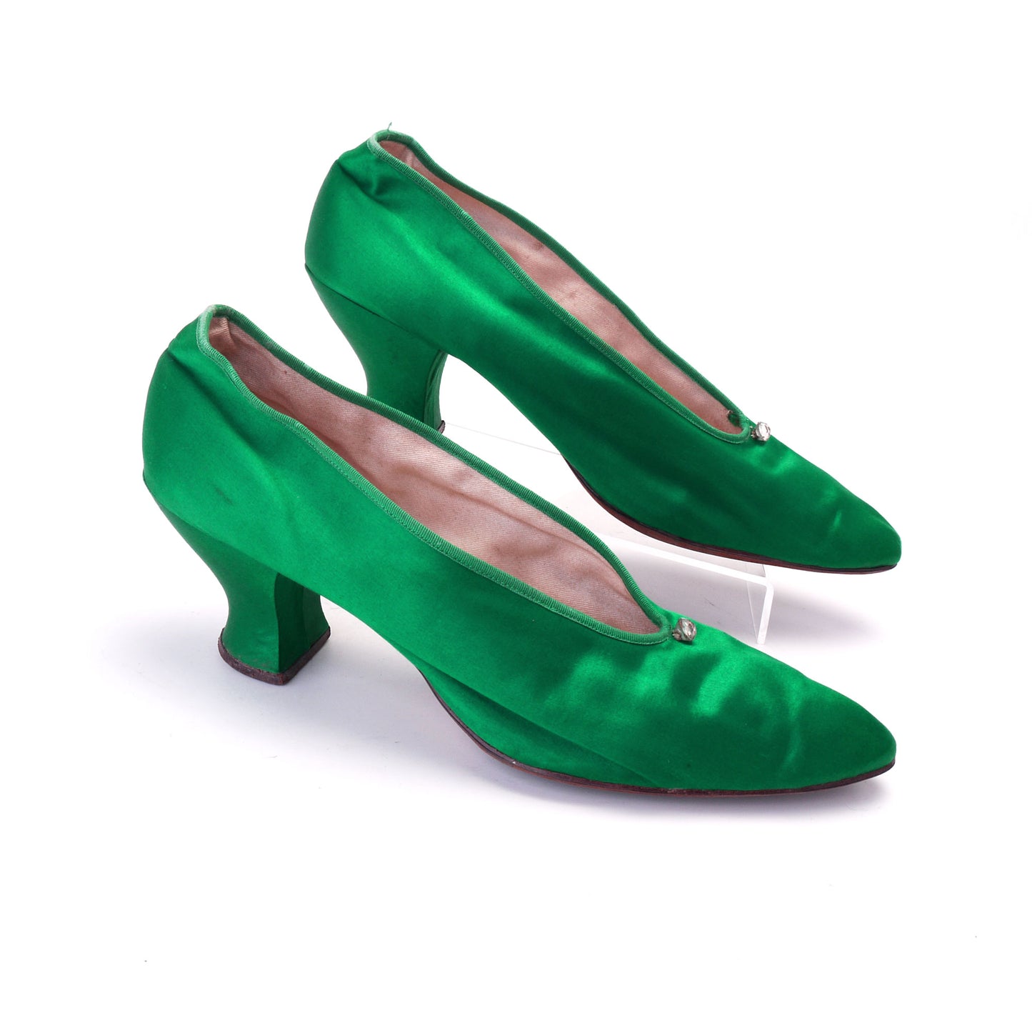 Edwardian Emerald Green Silk Evening Pumps