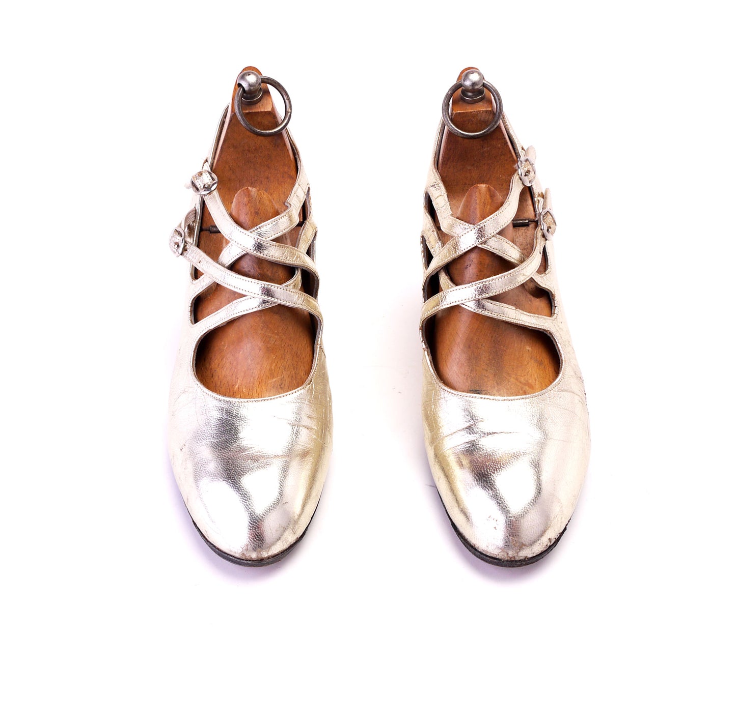 Elliott Late 1960s Gold Strappy Pumps UK 5