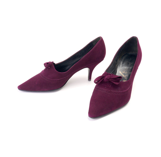 1960s Plum / Wine Stiletto Pumps UK 4.5