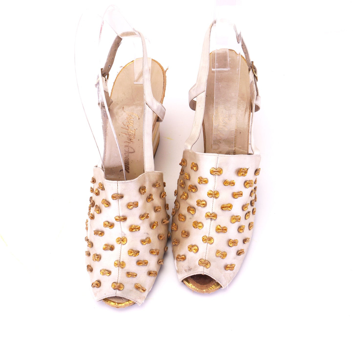 1940s Ferragamo Off White & Gold Wedges for Saks UK 3