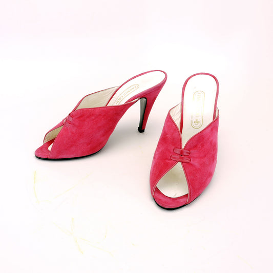 1980s Unworn Fuchsia Pink Mules by Franco Eboli UK 5