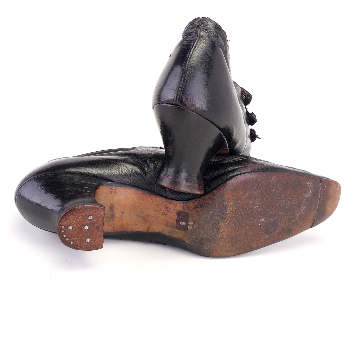 Antique Black Beaded French Day Shoes c1910 UK 7