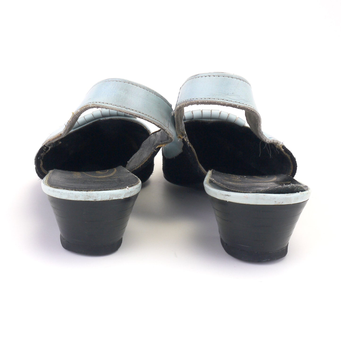 1960s Slingbacks by Gina Sport in Black and Pale Blue UK 4.5