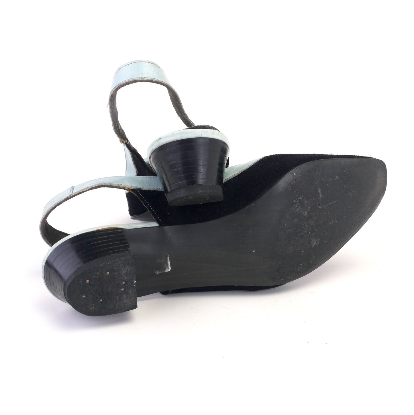 1960s Slingbacks by Gina Sport in Black and Pale Blue UK 4.5