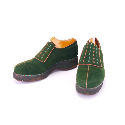 1940s Green Suede Casual Shoes by Harrods for Duchess of G Size 6