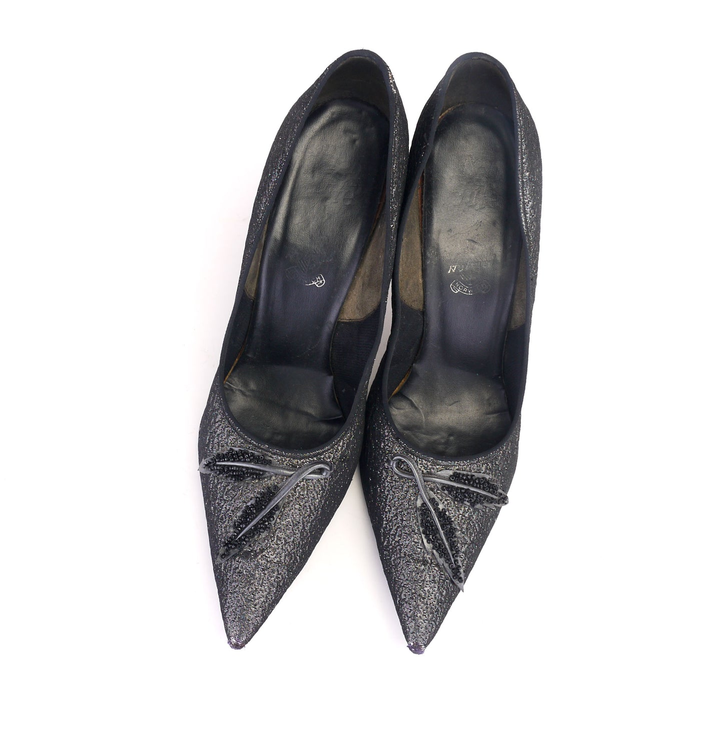 Holmes 1960s Black & Silver Lurex Pumps UK 6