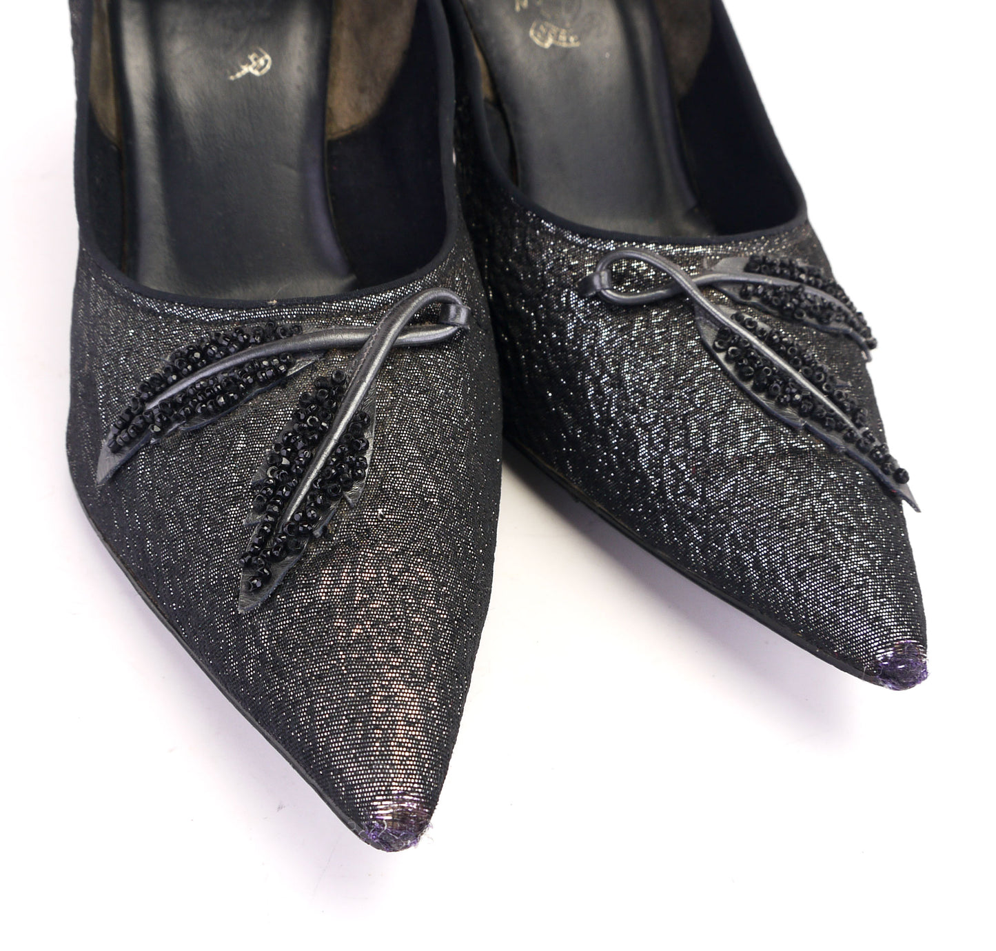 Holmes 1960s Black & Silver Lurex Pumps UK 6