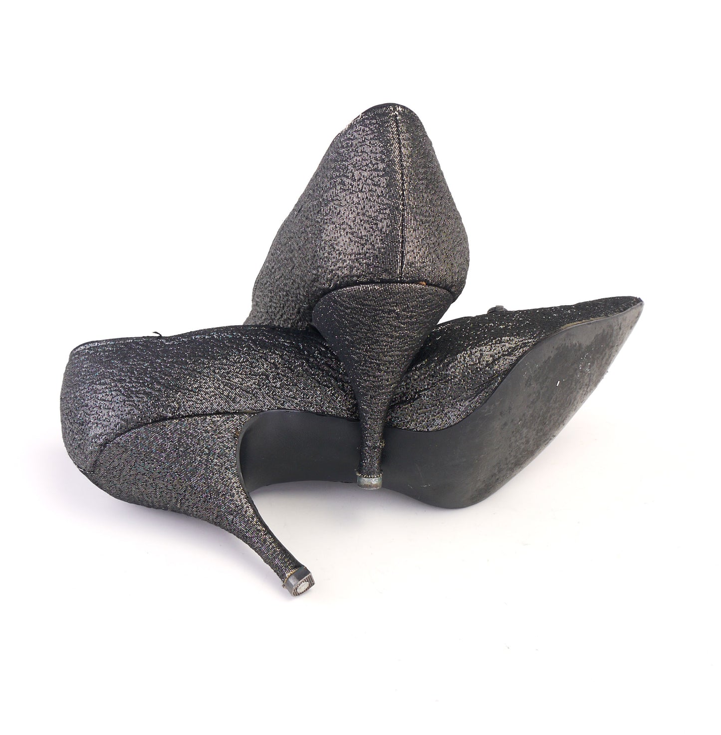 Holmes 1960s Black & Silver Lurex Pumps UK 6