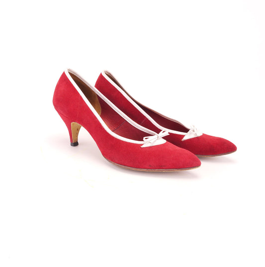 Holmes 1950s Red & White Stiletto Pumps UK 5.5